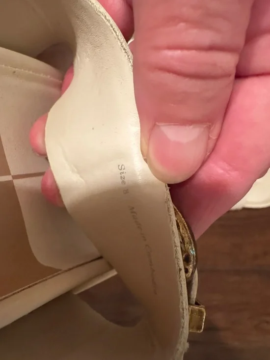 Dolce Vita Cream Double-Buckle Slide Sandals with Gold-Tone Hardware - Picture 4 of 7